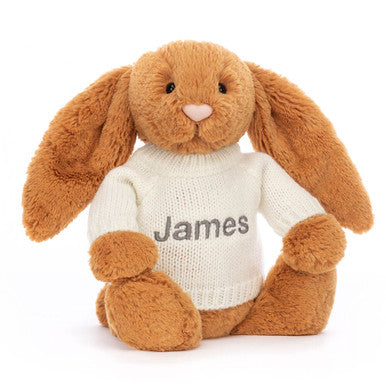 Bashful Golden Bunny with Personalized Cream Jumper