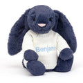 Bashful Navy Bunny with Personalized Cream Jumper