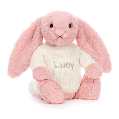 Bashful Petal Bunny with Personalized Cream Jumper
