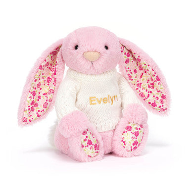 Blushkin Blossom Luxe Bunny with Personalized Cream Jumper