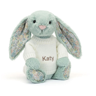 Blossom Sage Bunny with Personalized Cream Jumper