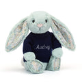 Blossom Sage Bunny with Personalized Navy Jumper