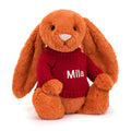 Bashful Tangerine Bunny with Personalized Red Jumper
