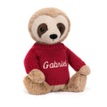Bashful Sloth with Personalized Red Jumper