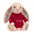 Blossom Blush Bunny with Personalized Red Jumper