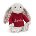 Blossom Silver Bunny with Personalized Red Jumper