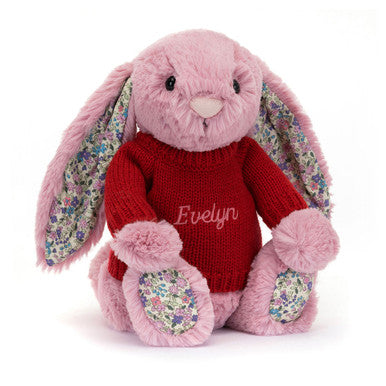 Blossom Tulip Bunny with Personalized Red Jumper