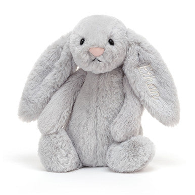 Personalized Bashful Silver Bunny Medium